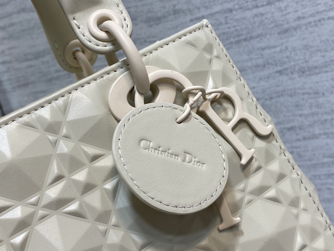 Medium Lady Dior Bag Latte Cannage Calfskin with Diamond Motif